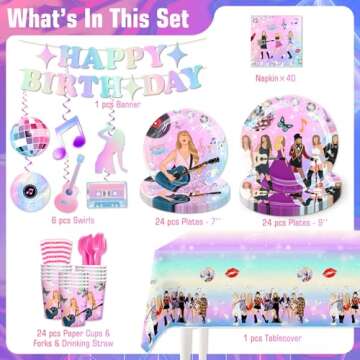 Comprehensive 168pcs Birthday Party Decorations Set for Music Lovers