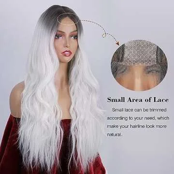 Long Wavy White Ombre Wig for Women - Natural Look