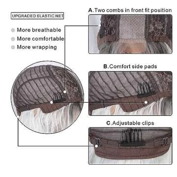 Long Wavy White Ombre Wig for Women - Natural Look