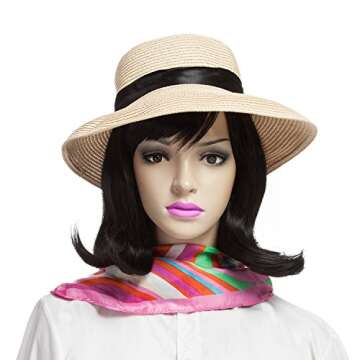 YOPO Wig, Short Wavy Black Wigs for Women, 16'' Cosplay Medium Length Wig(Black)