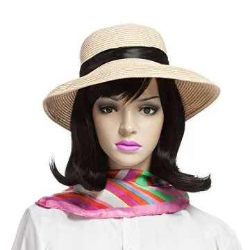 YOPO Wig, Short Wavy Black Wigs for Women, 16'' Cosplay Medium Length Wig(Black)