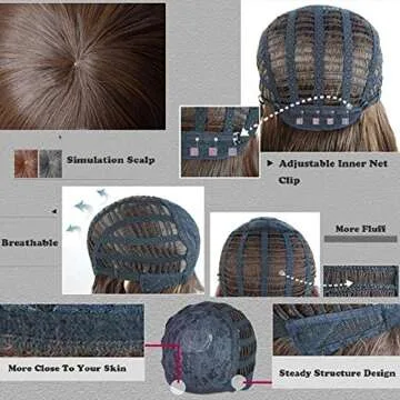 YOPO Wig, Short Wavy Black Wigs for Women, 16'' Cosplay Medium Length Wig(Black)