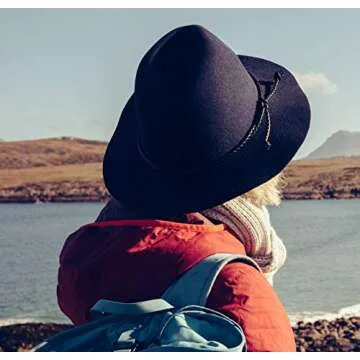 Lanzom Women Wide Brim Warm Wool Fedora Hat Retro Style Belt Panama Hat (Camel, One Size)