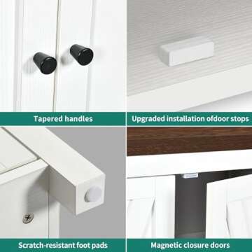 YITAHOME Farmhouse Sideboard Buffet Cabinet with Storage with 4 Doors, 55'' Large Kitchen Storage Cabinet, Coffee Bar Cabinet with Adjustable Shelf for Kitchen, Living Room, White