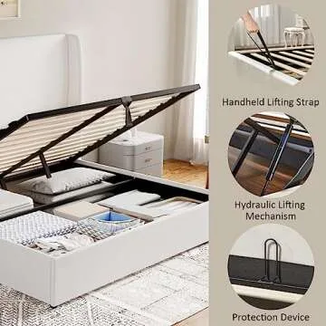 Jocisland Queen Bed Frame with Hydraulic Storage