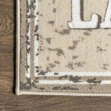 nuLOOM Graphic Machine Washable Laundry Mat, 20" x 59" Oval, Beige