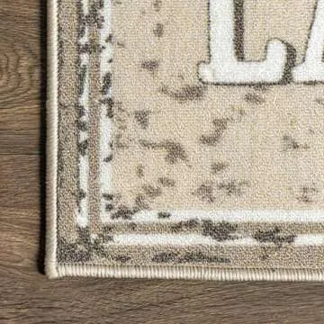 nuLOOM Graphic Machine Washable Laundry Mat, 20" x 59" Oval, Beige