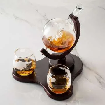 Chic Whiskey Globe Decanter Set - Perfect for Spirits Enthusiasts