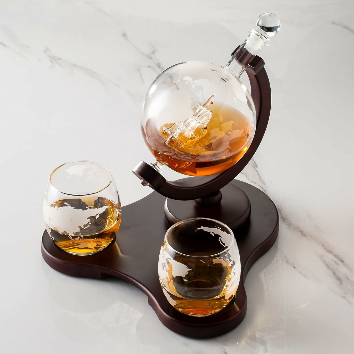Chic Whiskey Globe Decanter Set - Perfect for Spirits Enthusiasts