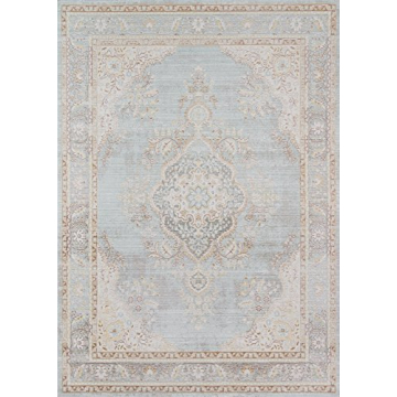 Momeni Rugs Isabella Traditional Medallion Flat Weave Area Rug, 4' X 6', Blue