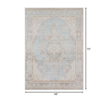 Momeni Rugs Isabella Traditional Medallion Flat Weave Area Rug, 4' X 6', Blue