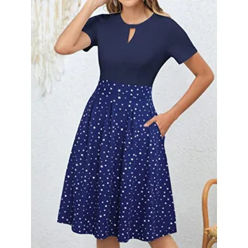 YATHON Women's Vintage Floral Swing Dress with Pockets