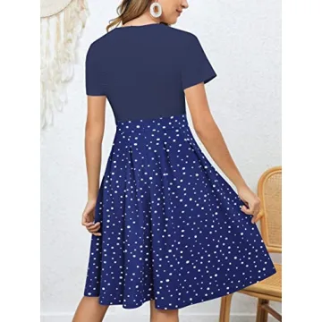 YATHON Women's Vintage Floral Swing Dress with Pockets