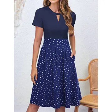 YATHON Women's Vintage Floral Swing Dress with Pockets
