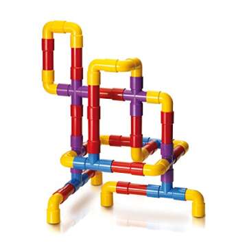 Quercetti Tubation - 40 Piece Interlocking Pipeline Maze Building Set - Open Ended Construction Toy ...