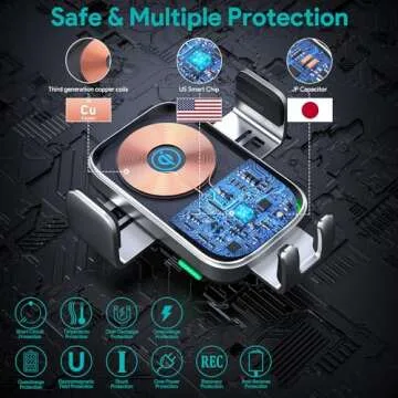 Wireless Car Charger, 15W Auto-Clamping Charger Mount, Air Vent Car Charging Holder for iPhone 15 14 13 12 11 Pro Max Plus Mini X Xr Xs, Samsung S23 S22 S21 S20 Note 20, Google, LG, etc