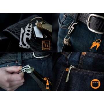 Titanium PickPocket Alpha Keychain Bottle Opener key holder pocket clip