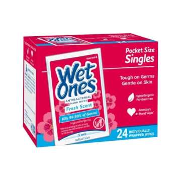 Wet Ones Moist Wipes Fresh Scent Anti Bacterial Singles - 24 ct, Pack of 3