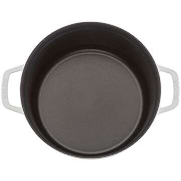STAUB Cast Iron Dutch Oven 5.5-qt Round Cocotte, Made in France, Serves 5-6, White