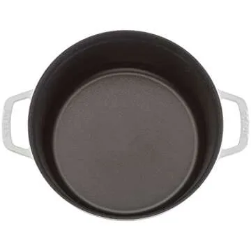 STAUB Cast Iron Dutch Oven 5.5-qt Round Cocotte, Made in France, Serves 5-6, White