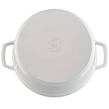 STAUB Cast Iron Dutch Oven 5.5-qt Round Cocotte, Made in France, Serves 5-6, White