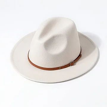 DRESHOW Felt Fedora Panama Hat with Chic Belt Buckle