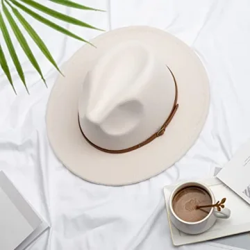 DRESHOW Felt Fedora Panama Hat with Chic Belt Buckle