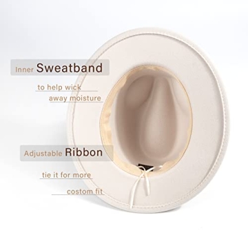 DRESHOW Felt Fedora Panama Hat with Chic Belt Buckle
