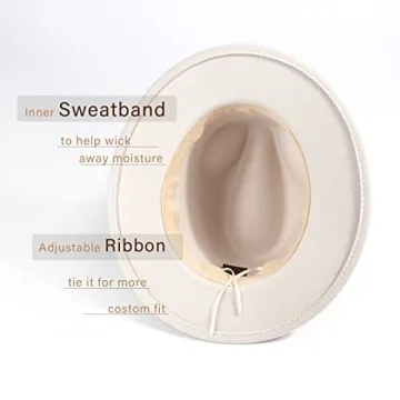 DRESHOW Felt Fedora Panama Hat with Chic Belt Buckle