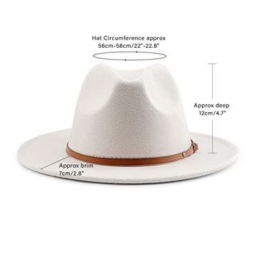 DRESHOW Felt Fedora Panama Hat with Chic Belt Buckle