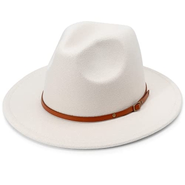 DRESHOW Felt Fedora Panama Hat with Chic Belt Buckle