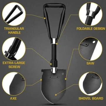 Yeacool Folding Camping Shovel - Heavy Duty & Portable