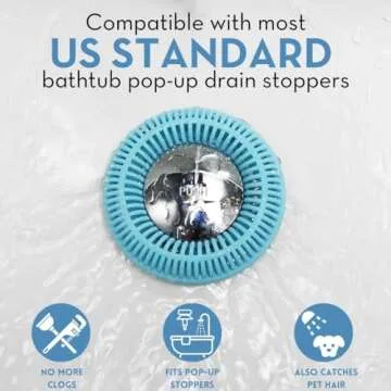 TUBRING The Ultimate Tub Drain Protector Hair Catcher/Strainer/Snare (Aqua)