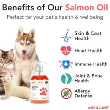 Salmon Oil for Dogs - Healthy Skin & Coat, All Natural Norwegian Fish Oil Food Supplement for Pets, ...