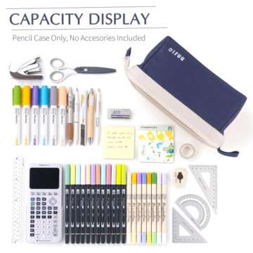 CICIMELON Wide-Open Pencil Case Big Capacity Pencil Pouch Portable Pen Bag School Supplies for Students Boys Girls, Navy