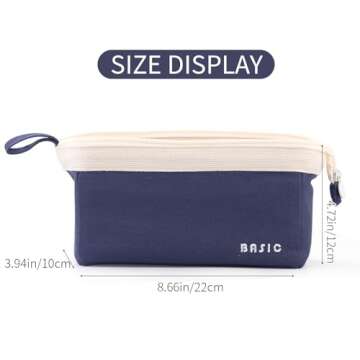 CICIMELON Wide-Open Pencil Case Big Capacity Pencil Pouch Portable Pen Bag School Supplies for Students Boys Girls, Navy