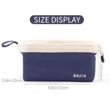 CICIMELON Wide-Open Pencil Case Big Capacity Pencil Pouch Portable Pen Bag School Supplies for Students Boys Girls, Navy