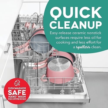 DASH Dream Green 15-Piece Nonstick Cookware Set Pink