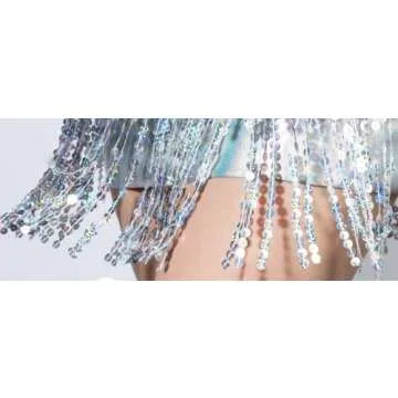 Space Cowgirl Costume Sequin Sparkly Silver Skirt Gypsy Outfit