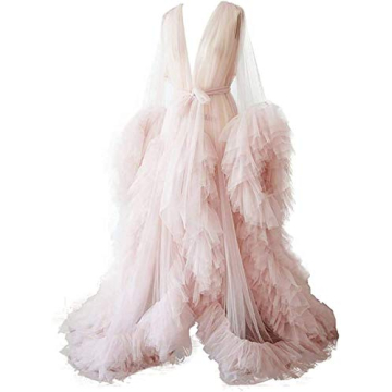 Kelaixiang Tulle Robe Long Lingerie Bridal Dressing Gown Puffy Nightgown Photoshoot