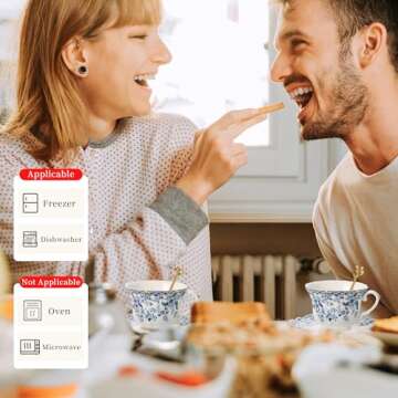 TATSUMI Country Roses 3 Peices Bone China Tea Cup And Saucer Set, English Vintage Tea Cups For Women And Tea Party Sets