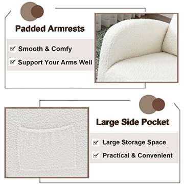 Antetek Modern Accent Rocking Chair, Upholstered Nursery Glider Rocker for Baby and Kids, Comfy Armchair with Side Pocket, Living Room Lounge Arm Chair with High Backrest (White)