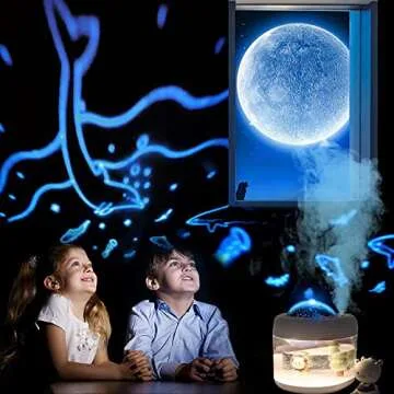 HMLUESR Baby Cool Mist Humidifiers for Bedroom Quiet - 16.91 OZ Small Humidifiers for Home with Night Light & Star Projector for Kids, Babies, Girls