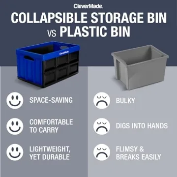 CleverMade Collapsible Storage Bin - 46L 75lbs Capacity
