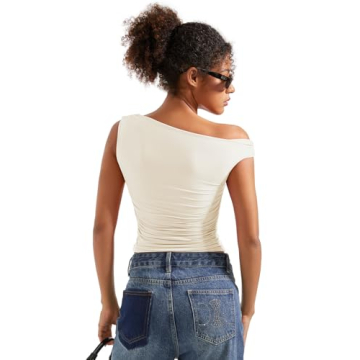 SUUKSESS Women Off Shoulder Crop Top Soft Stretchy Y2K