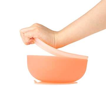 Olababy 100% Silicone Suction Bowl with Lid for Independent Feeding | First Stage Self Feeding Essential for Toddlers and Kids| Baby Led Weaning Snack Feeder | Food Container and Storage |