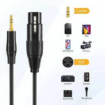 CableCreation 3.5mm to XLR Cable 10FT, 3.5mm Male to XLR Female Microphone Cable, XLR to 3.5mm Cable Compatible with iPhone, iPod, Tablet, Laptop, Microphone, Amplifier, Audio Board, 3M