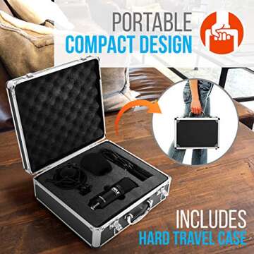 Pyle USB Microphone Podcast Recording Kit - Audio Cardioid Condenser Mic with Stand and Filter