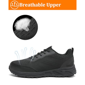 VikoViren Steel Toe Work Shoes - All Black Safety Sneakers