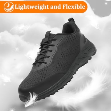 VikoViren Steel Toe Work Shoes - All Black Safety Sneakers